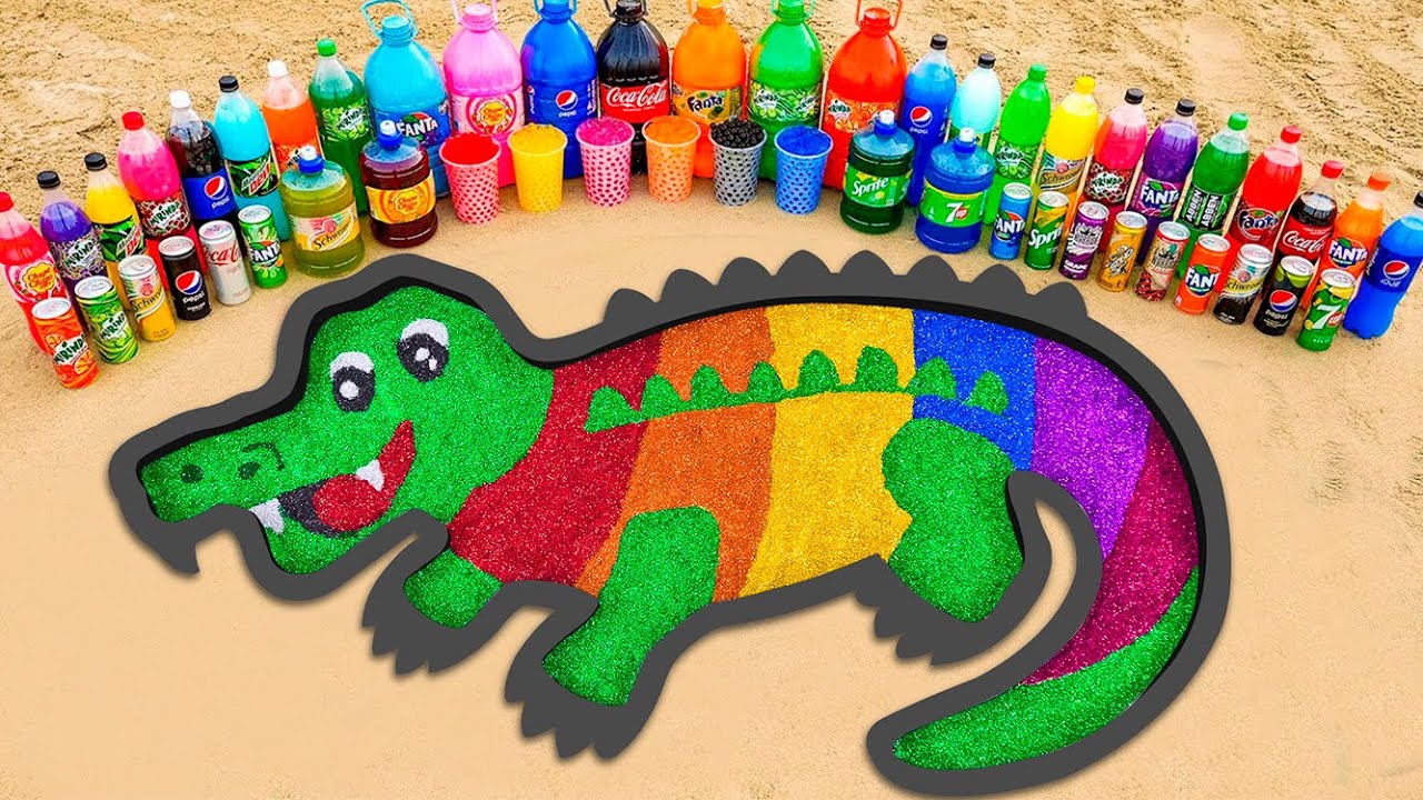 How to make Rainbow Crocodile with Slime Orbeez Colorful from Coca Cola and Mentos & Popular Sodas