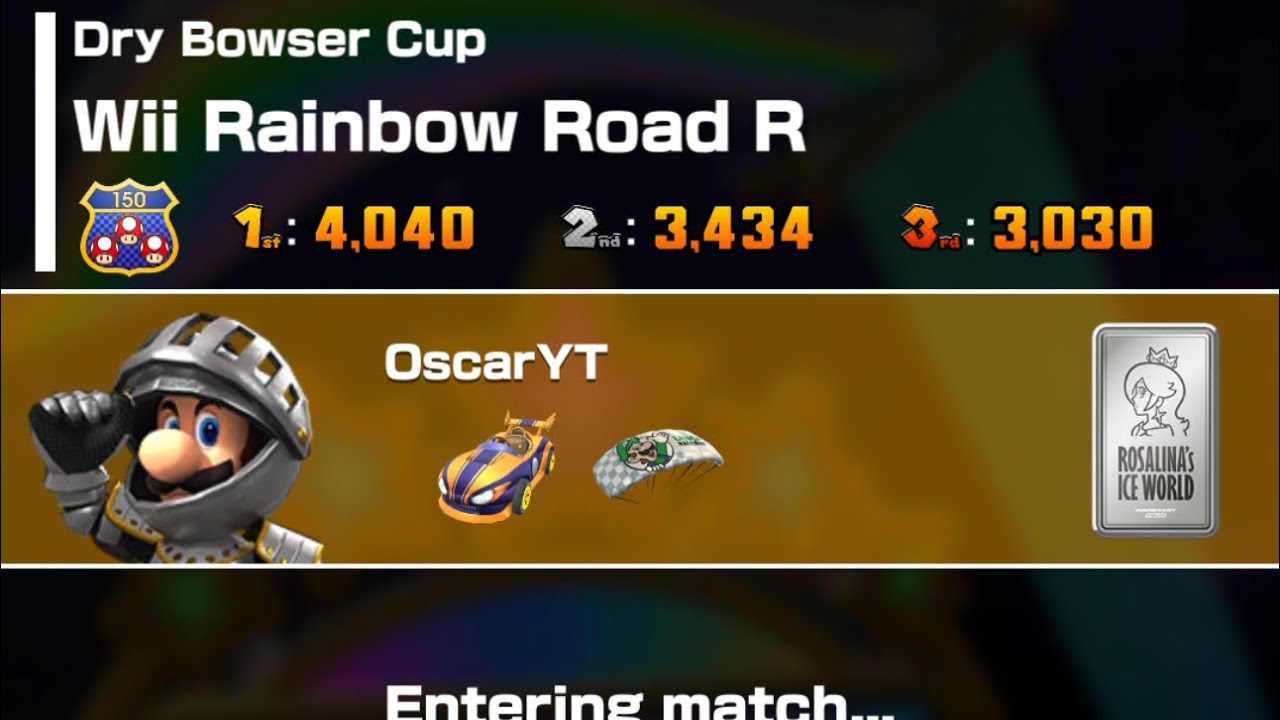 Mario kart tour Luigi (knight) Wii rainbow road R (dry bowser cup)(space tour 2026)