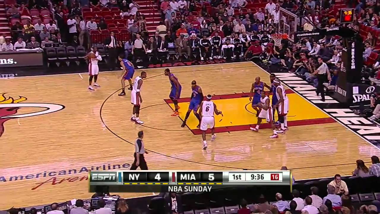 LeBron James Nice No Look Pass To Erick Dampier(Knicks@Heat)