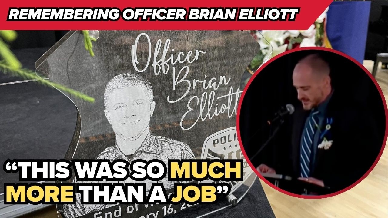 Mayor James Coffman speaks at the service | Remembering Beech Grove Officer Brian Elliott