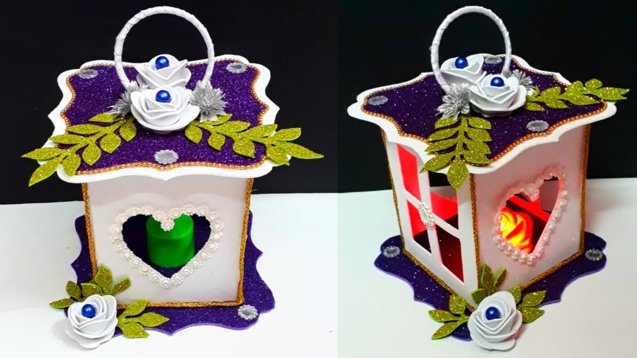 Heart shaped Lantern/showpiece made from foam sheet at home |DIY home decoration ideas