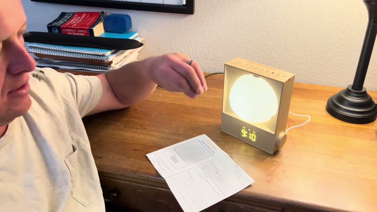 Sunrise Alarm Clock, 360-Degree Rotating Moonlight & 10 White Noise Sounds, Dual Alarm