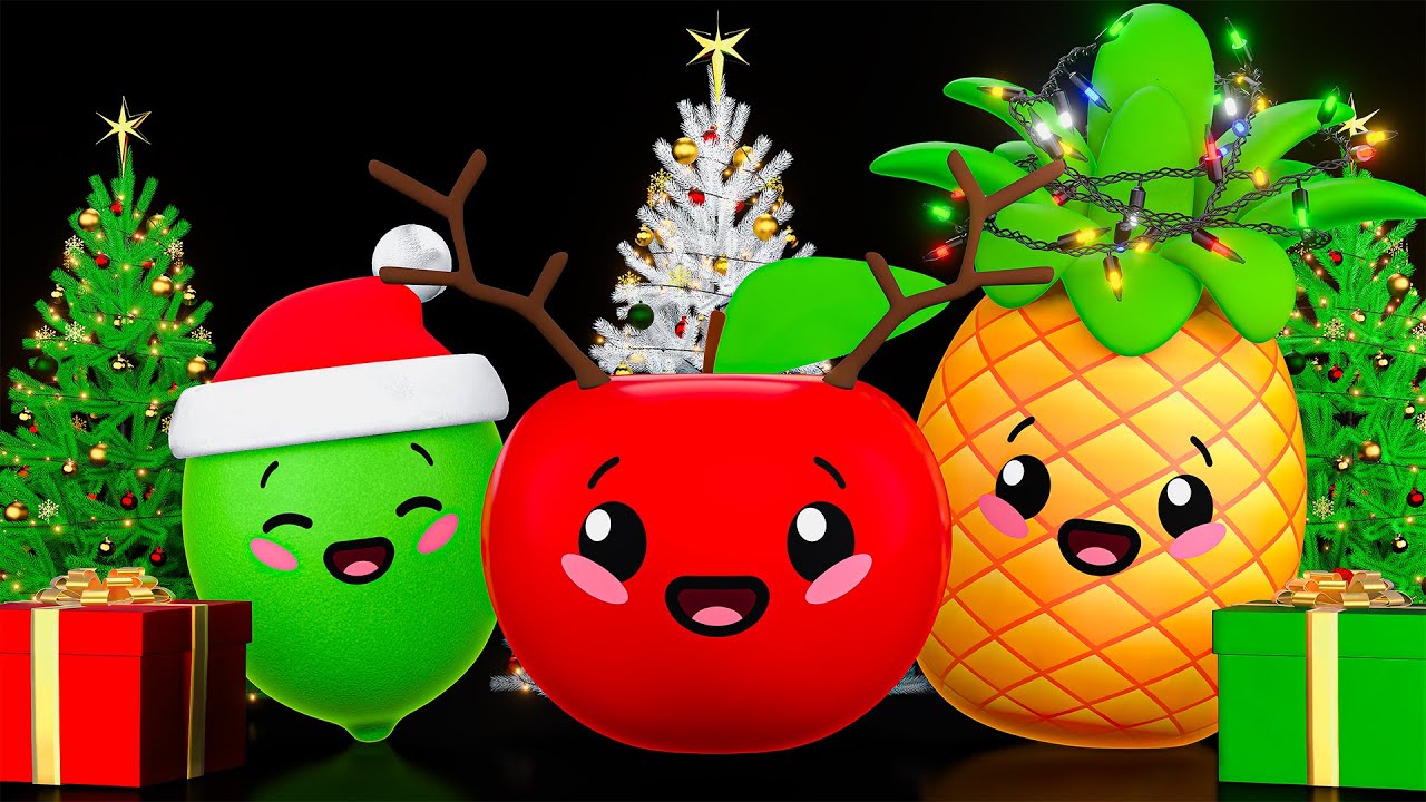 Christmas Tree Trimming Party! 🍎🎄 Dancing Fruit & Veggies Visual Stimulation Baby Sensory Video