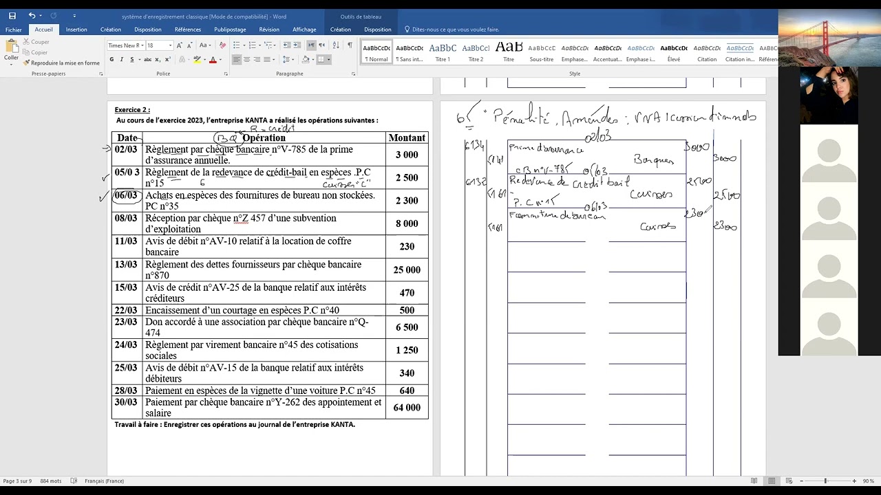 comptabilité générale S1 live : exercice sur le livre journal / grand livre et balance