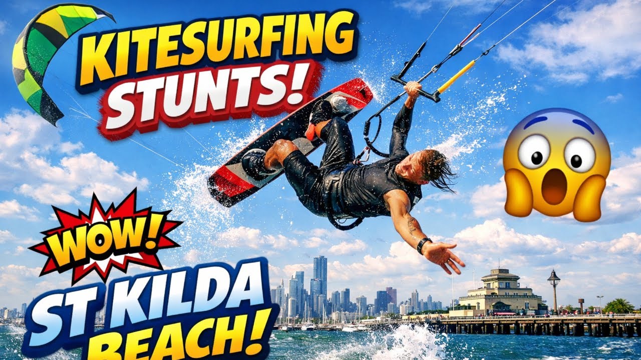 CRAZY Kite-surfing Stunts at St Kilda Beach !