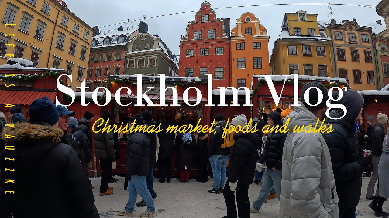 Sweden travel vlog - Christmas market and winter wonderland walk in Stockholm Sweden (Video in 4k)