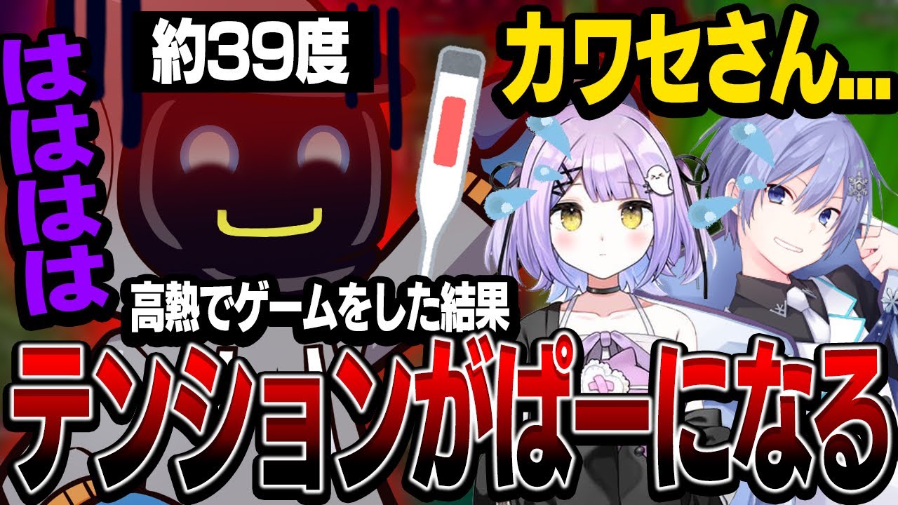 テンションがおかしくて紫宮、レイドに心配されるカワセ熱計ったら無事39度近くありました【Apex Legends】@shinomiyaruna @Shirayuki_Reid