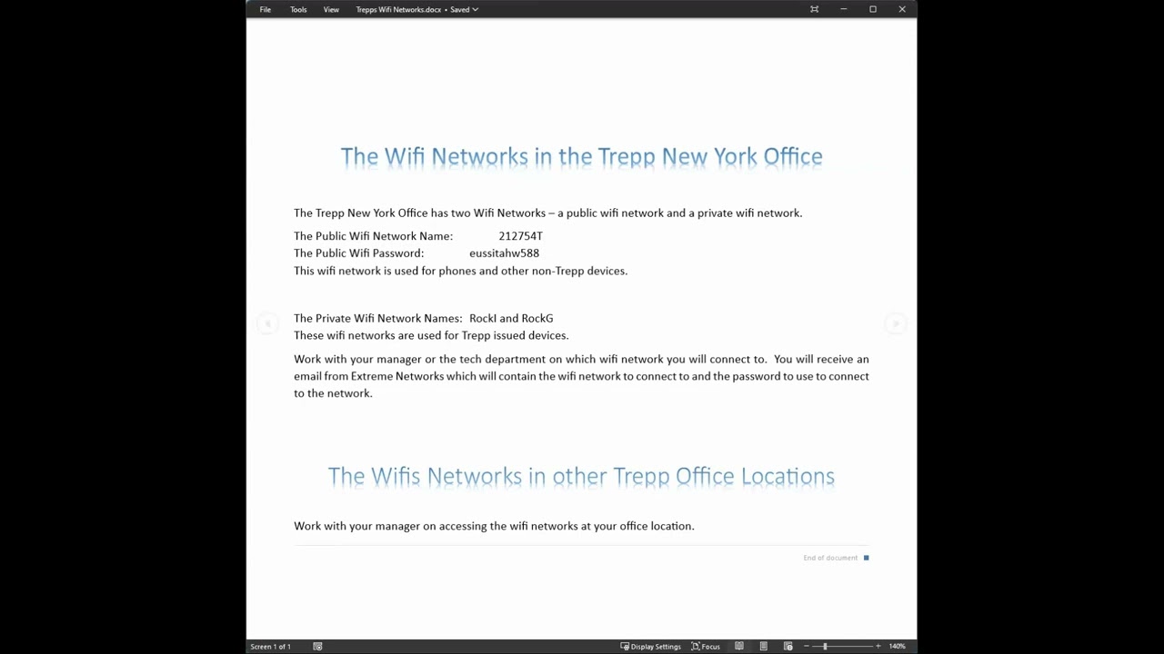 The Wifi Networks at Trepp