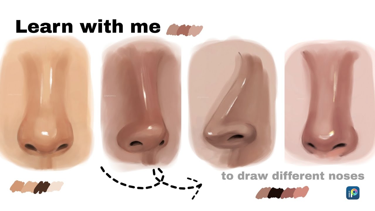 How to draw different types of noses? | Digital painting 