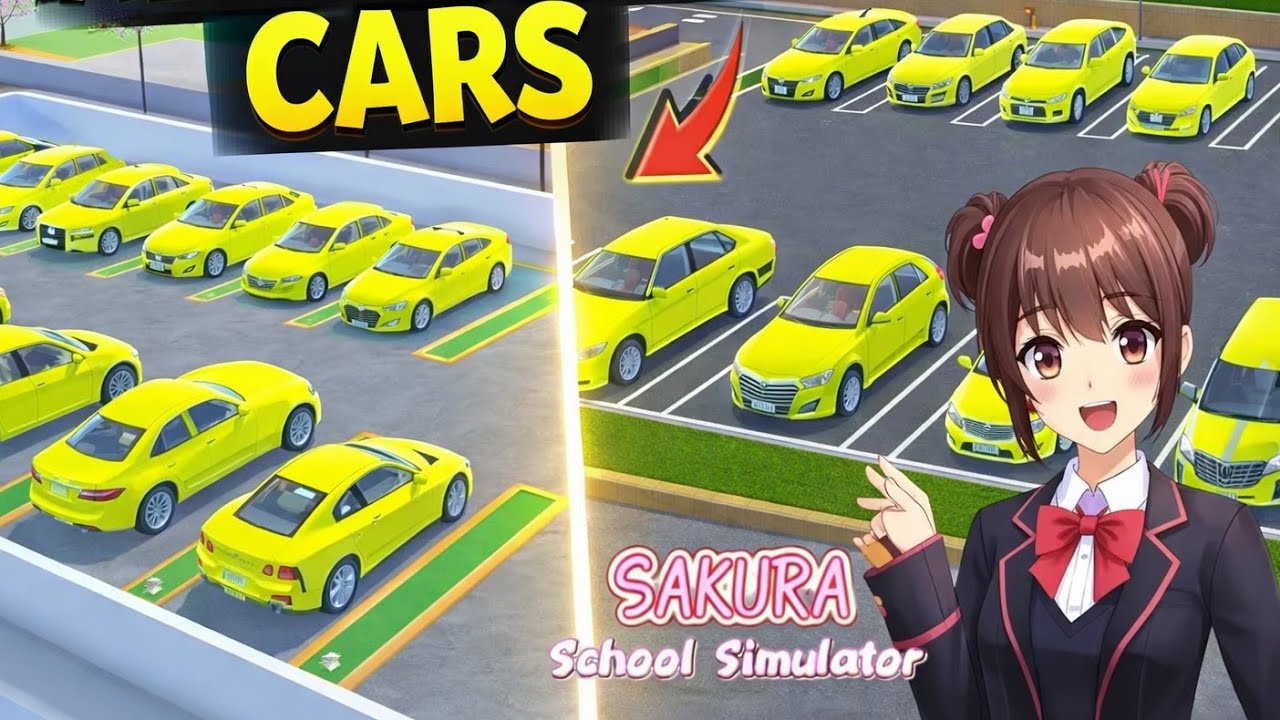 ALL YELLOW COLORS CAR COLLECTION AT School 🚔🚘😱☑️ || SAKURASCHOOLSIMULATOR || 🚔🌈✅☑️