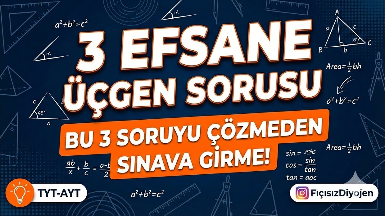 Üçgenlerde Bakış Açınızı Değiştirecek 3 Efsane Soru! 📐| TYT-AYT Geometri(Kısa konu anlatımlı)