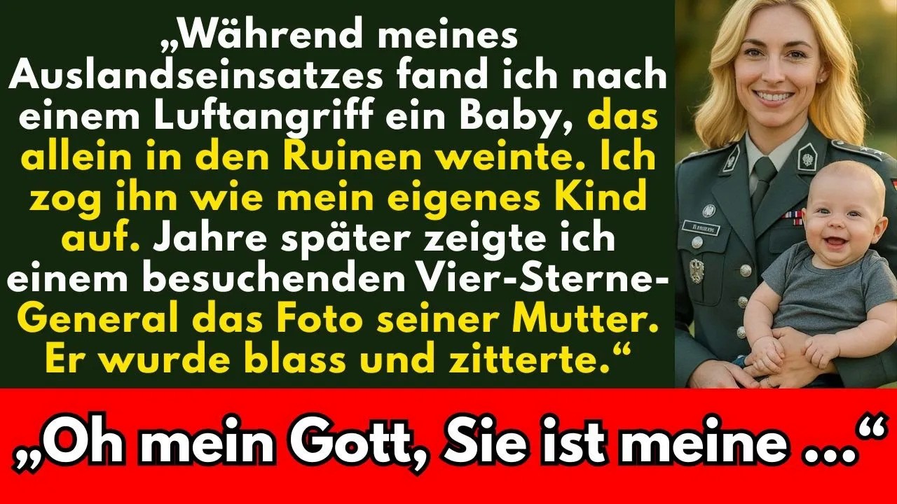 Ich zog ein Baby auf, das ich in den Trümmern fand – bis ein General seine Halskette erkannte.