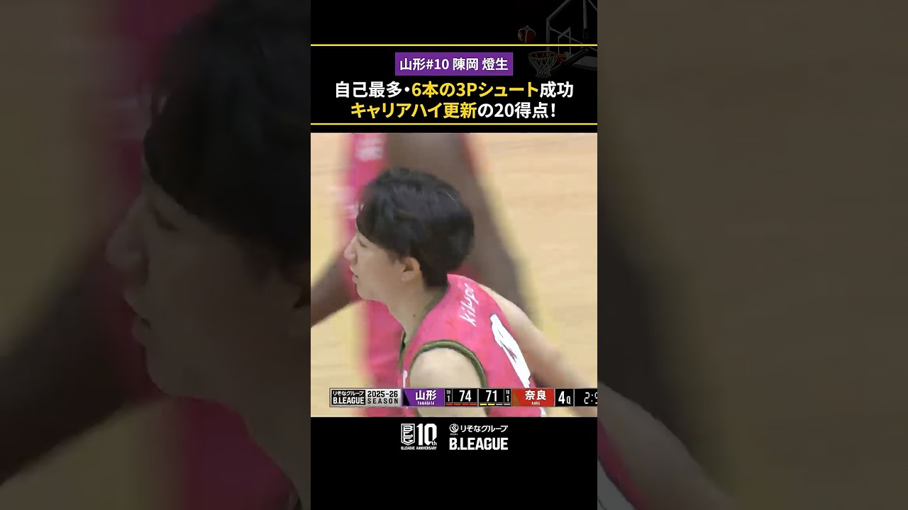 プロ2年目のコンボガードがキャリアハイの躍動🍒 #山形ワイヴァンズ #陳岡燈生 #Bリーグ #りそなグループ