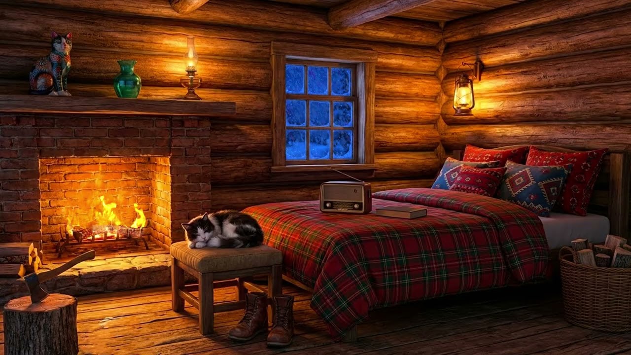 Sleep Instantly in 3 Minutes - Cozy Winter Hut with Blizzard Sounds, Wind & Fireplace Sounds
