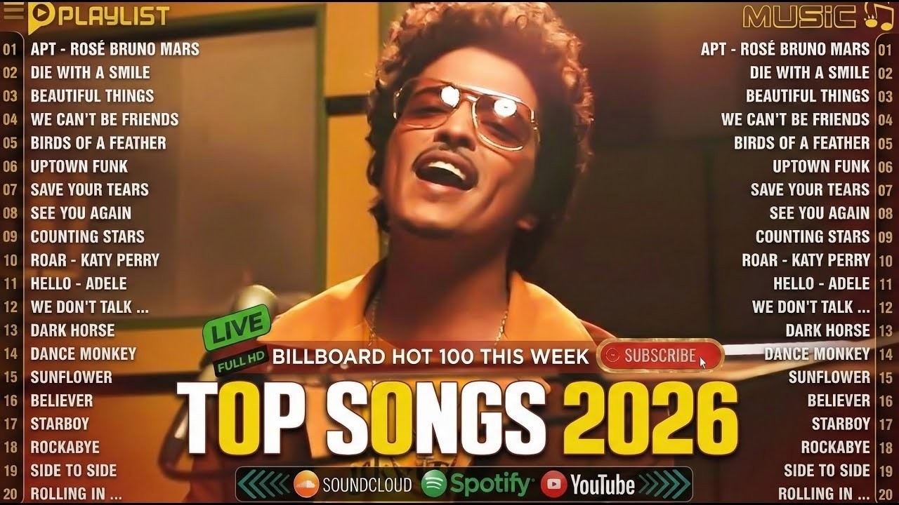Bruno Mars, Adele, Ed Sheeran, Maroon 5, Dua Lipa, Rihanna, The Weeknd 💥 Billboard Top 50 This Week