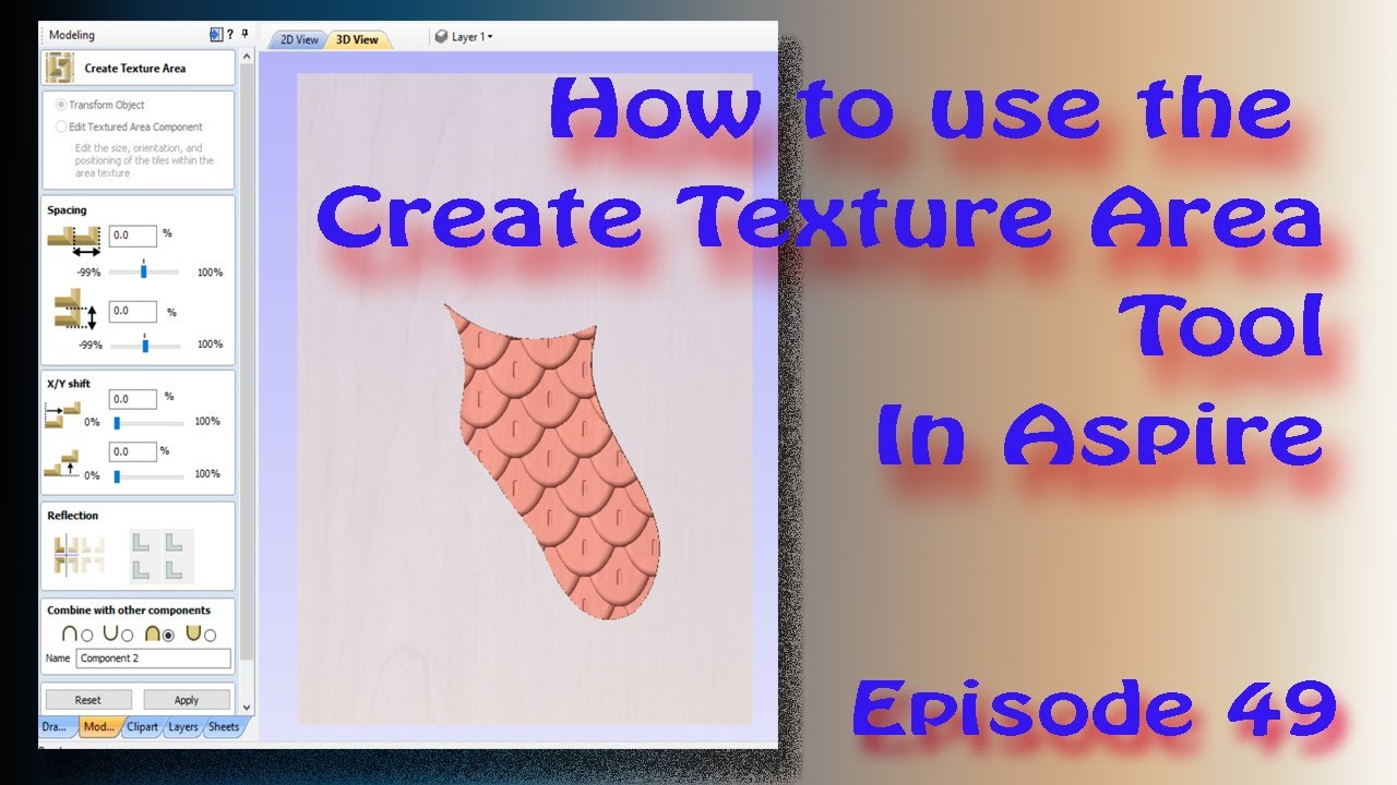 Using the Create Texture Area option in Vectric ASPIRE