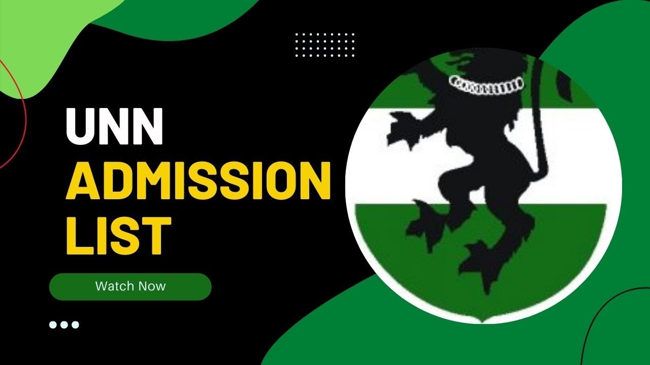 UNN Admission List 2026 PDF Download