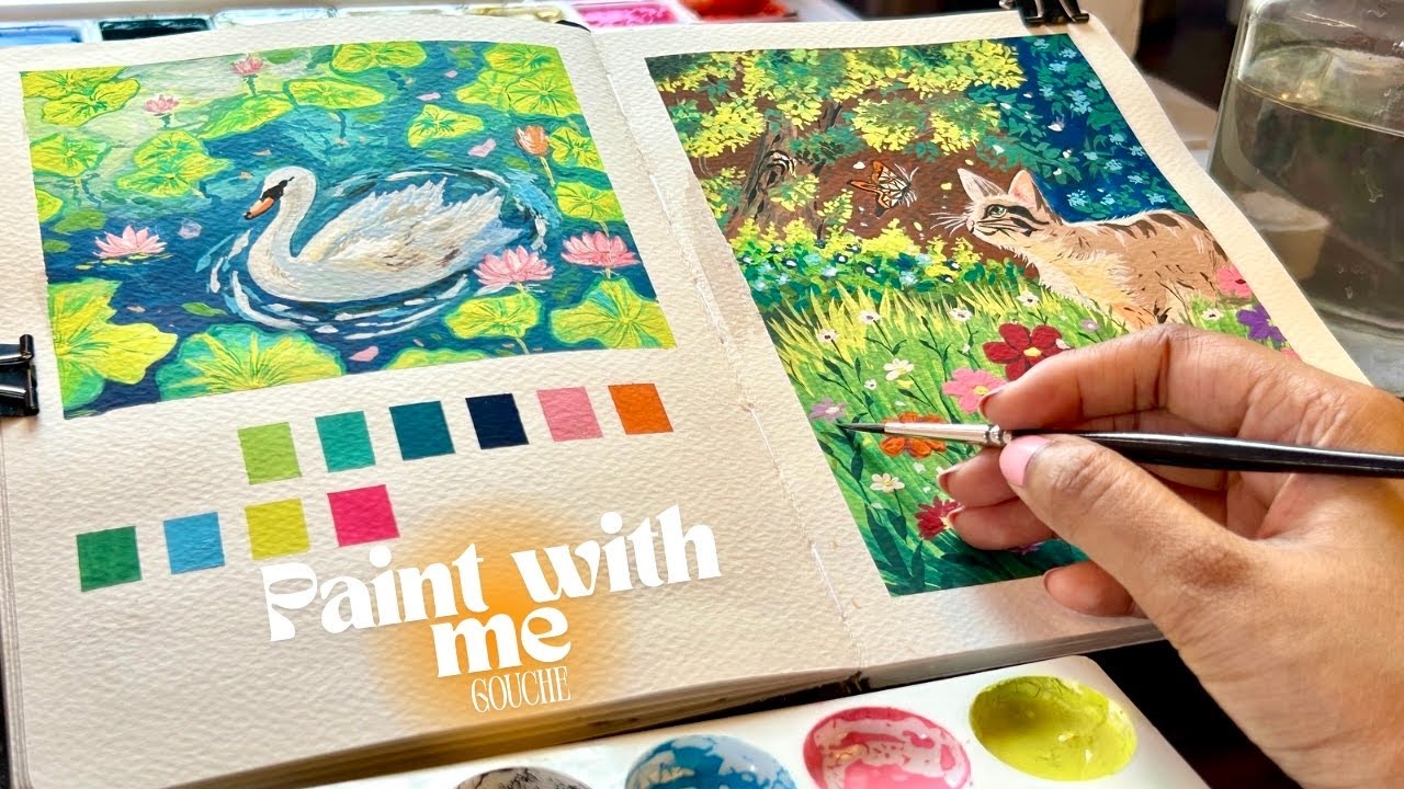 Gouache Painting Ideas ✨🌱 #youtube #subscribe #art