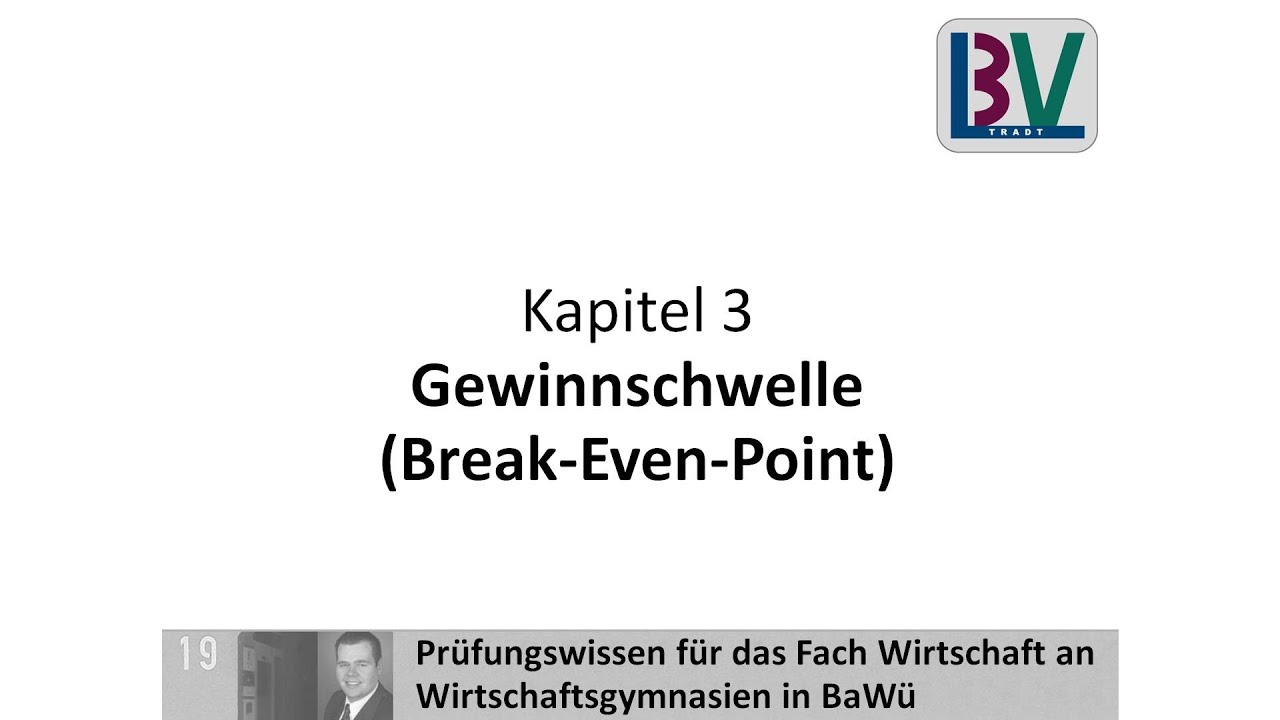 Gewinnschwelle Break-Even-Point BEP Gewinn Verlustzone [WG K03 T09]
