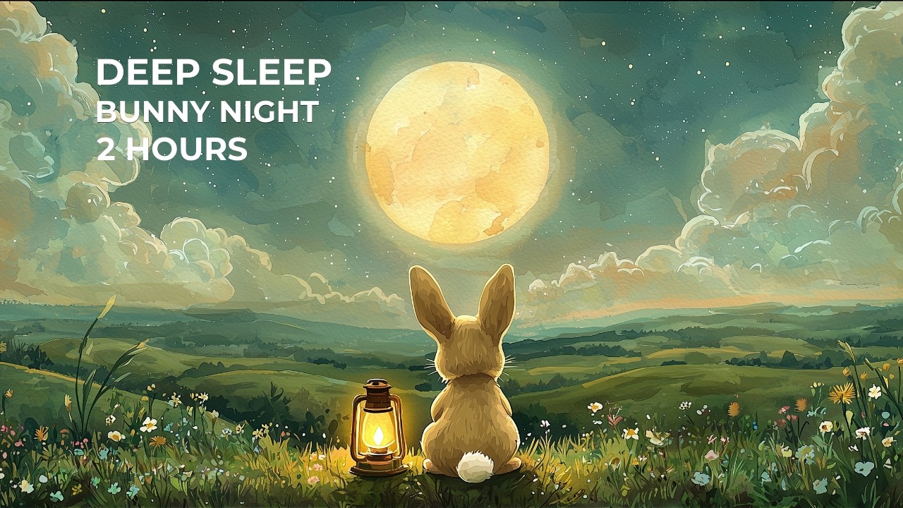 Deep Sleep 🌙 Moonlit Bunny Meadow Ambience | Peaceful Lantern Night Relaxation (4K 2 Hours)