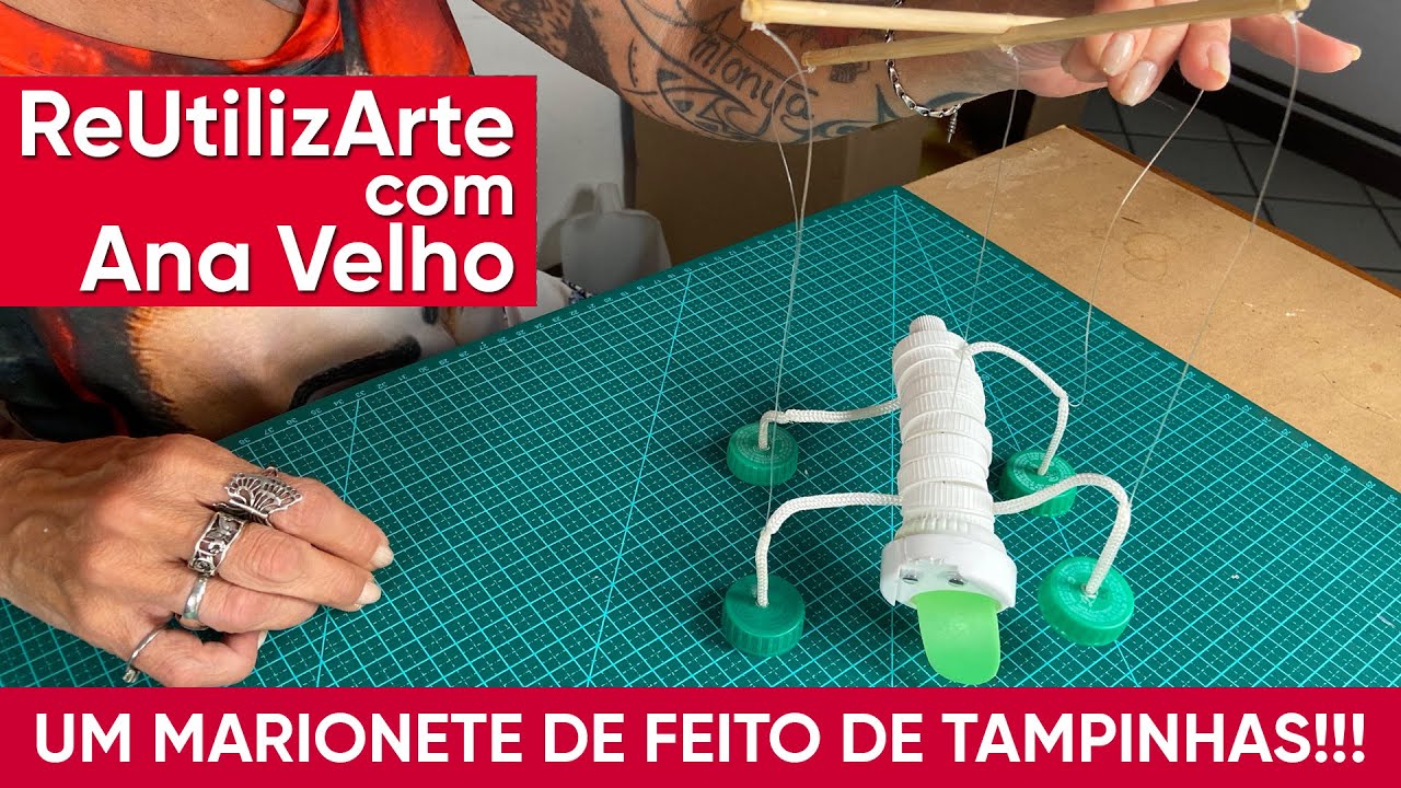 Como fazer um marionete com tampinhas de plástico #093