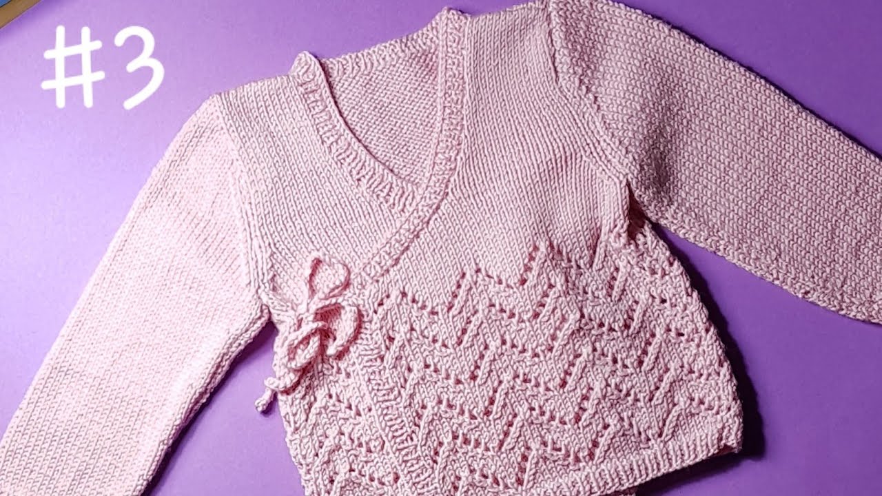 Coprifasce a maglia con motivo a onde traforate (maniche e rifinitura finale) pi&ugrave; sorpresa!