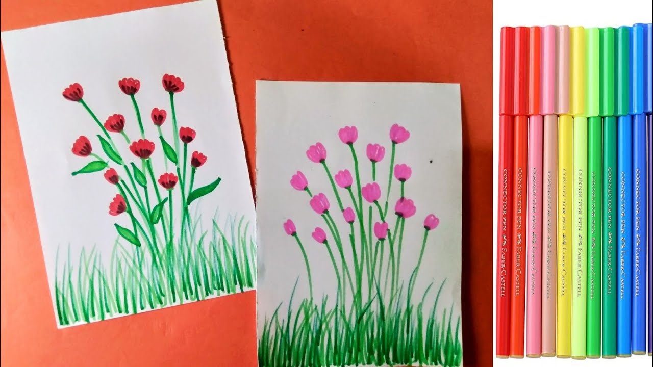 How to draw || easy flowers use to colour sign pen || easy pencil art for beginner||