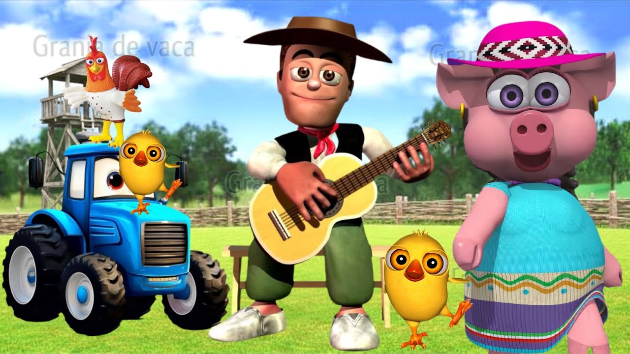 El Pollito pío 3d - el Toro y el Tractor de la Granja -el Pollito y el Tractor de la Granja