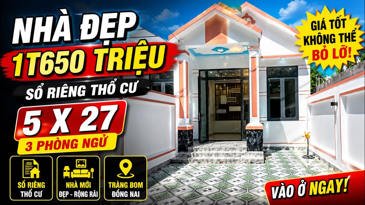 Nhà bán 5x27 / sổ riêng thổ cư / 1T650 Trảng Bom