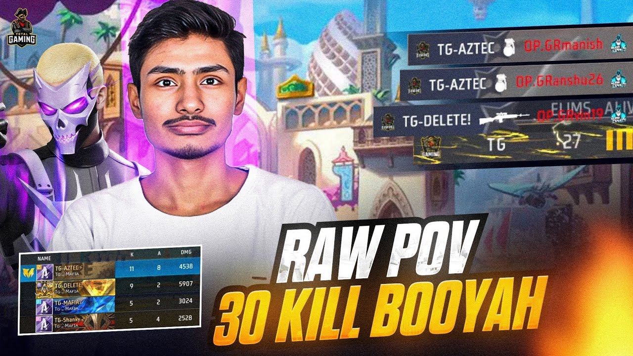 202 POINT⚡| 30 KILL BOOYAH RAW POV | FT. TG AZTEC