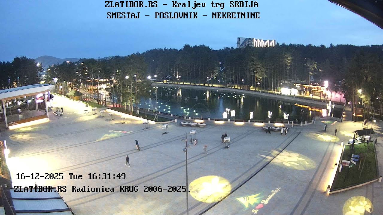 Zlatibor.rs Live kamera 22. decembar 2025. - Kraljev trg, jezero, Zlatibor