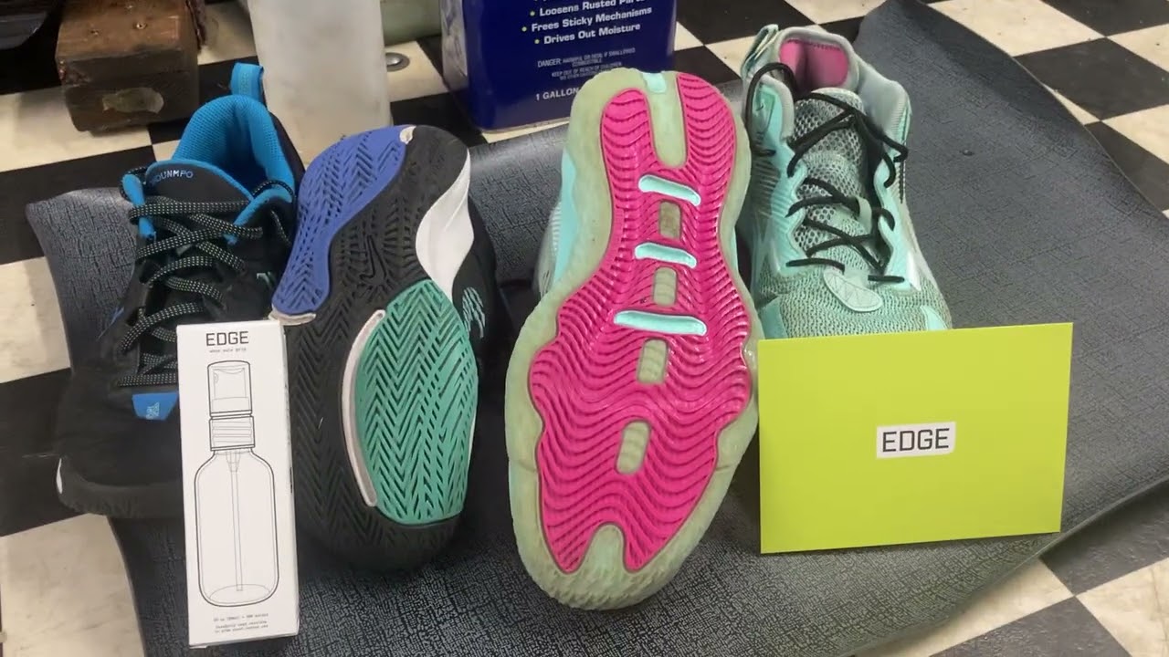 Improving basketball shoe grip with edgespray.  Review