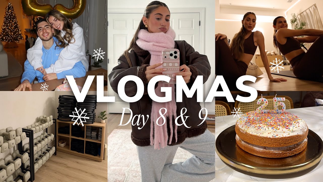 VLOGMAS ДНИ 8 И 9 ❅ День рождения Сэм, урок пилатеса, адвент-календарь и выпечка!!
