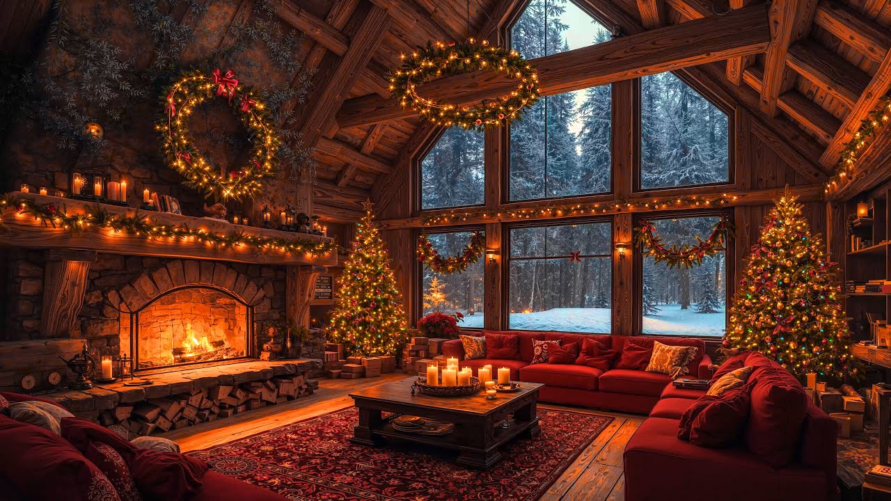 Cozy Christmas Ambience 🎄 Relaxing Christmas Jazz Music with Fireplace Sounds for Holiday Atmosphere