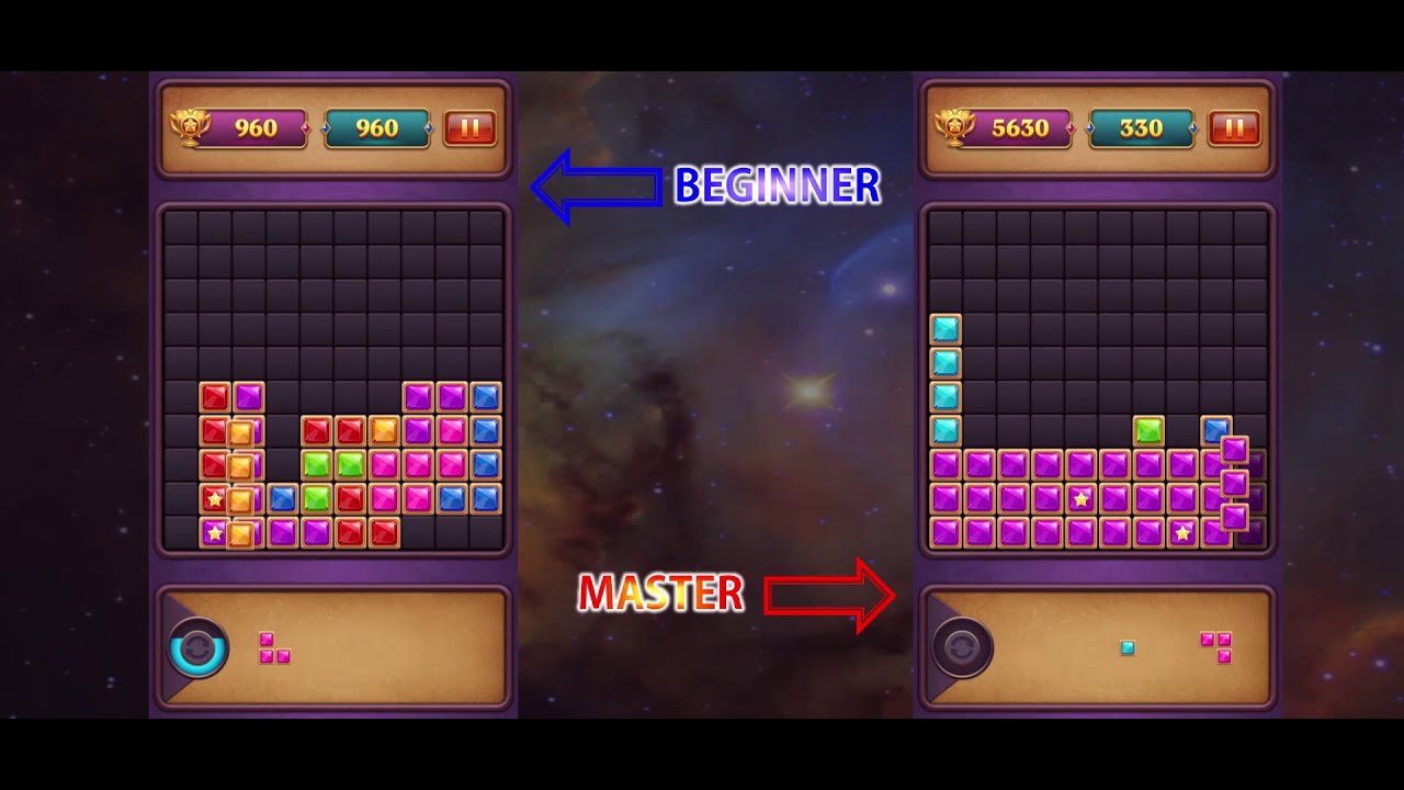 Block Puzzle Diamond Star - Newbie VS Master 1920x 886 30s