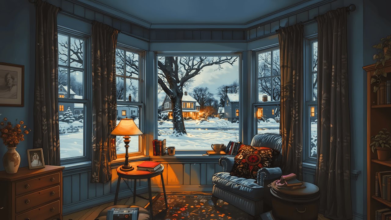 vintage jazz on a cozy snowy 1940s night in a Grandmother’s House | relaxing cozy ambience