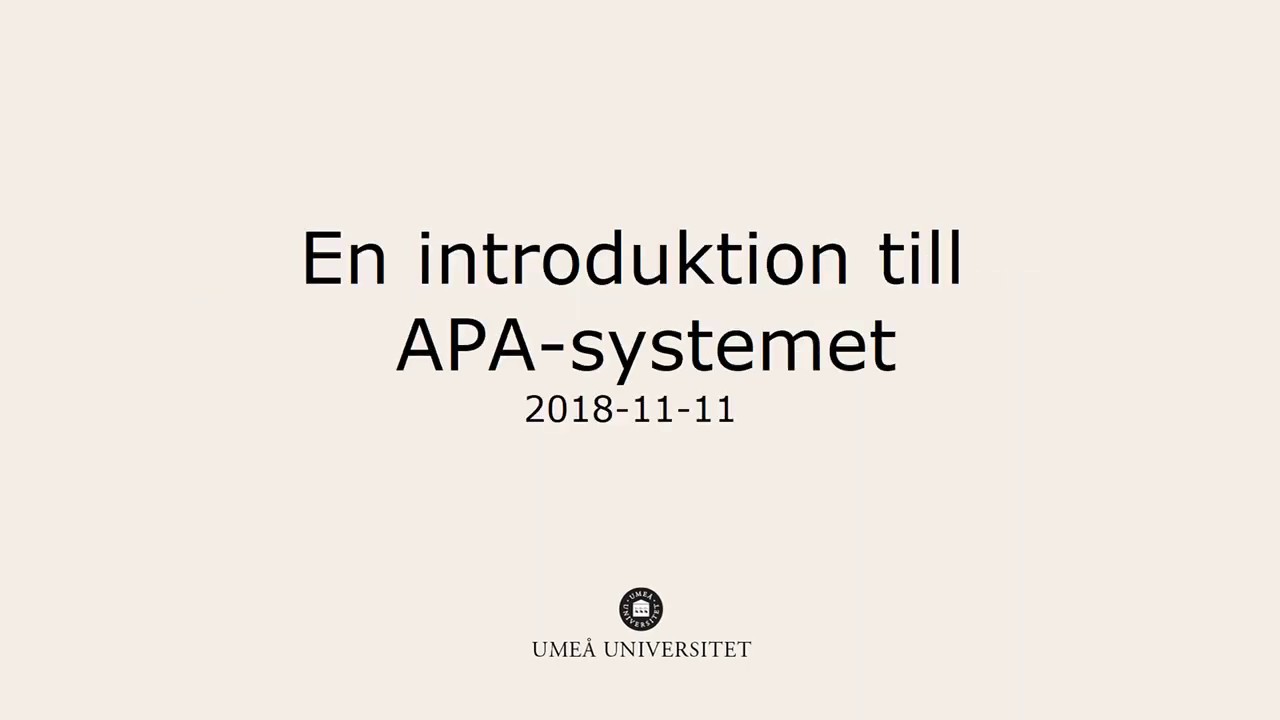 En introduktion till APA-systemet