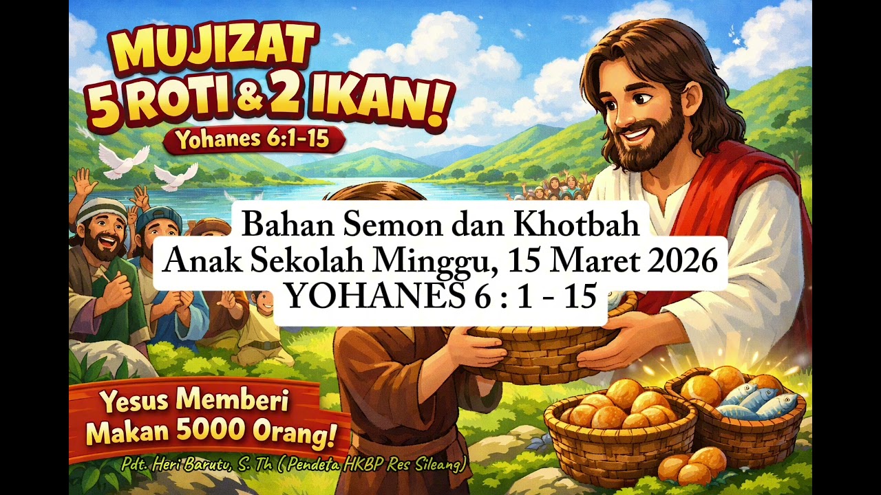 YOHANES 6 : 1 - 15 || Bahan Sermon dan Khotbah Anak Sekolah Minggu (Minggu, 15 Maret 2026)