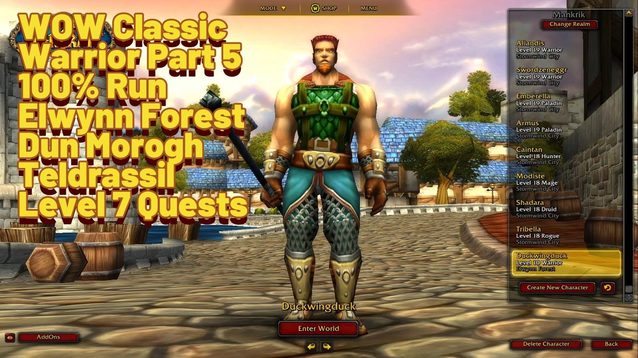 WoW Classic 100% Run – Human Warrior Part 5 Level 7 Quests | Elwynn Forest, Dun Morogh, Teldrassil