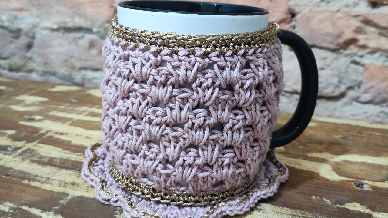 Tutorial capa para caneca em crochê 