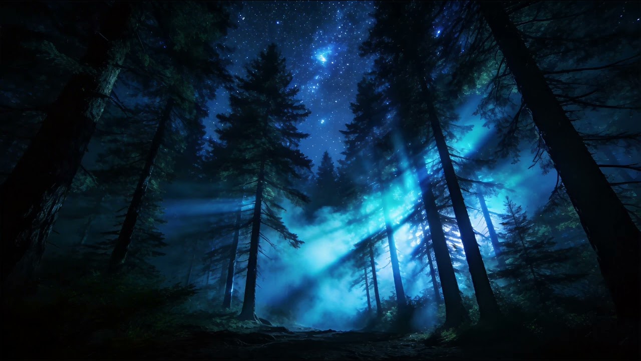Deep Sleep Black Screen | Electric Blue Forest Night (8 Hours, Almost Silent)