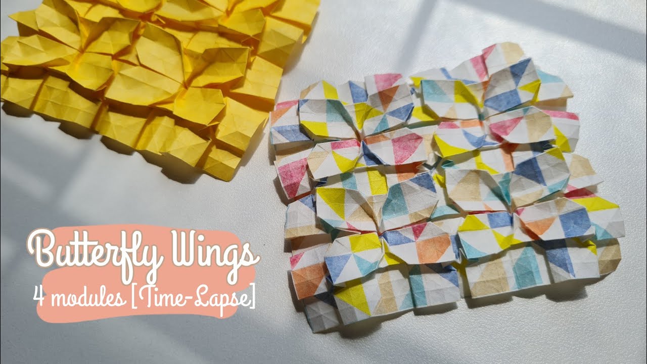 Origami Tessellation : Butterfly wings - 4 modules  [Time-Lapse]