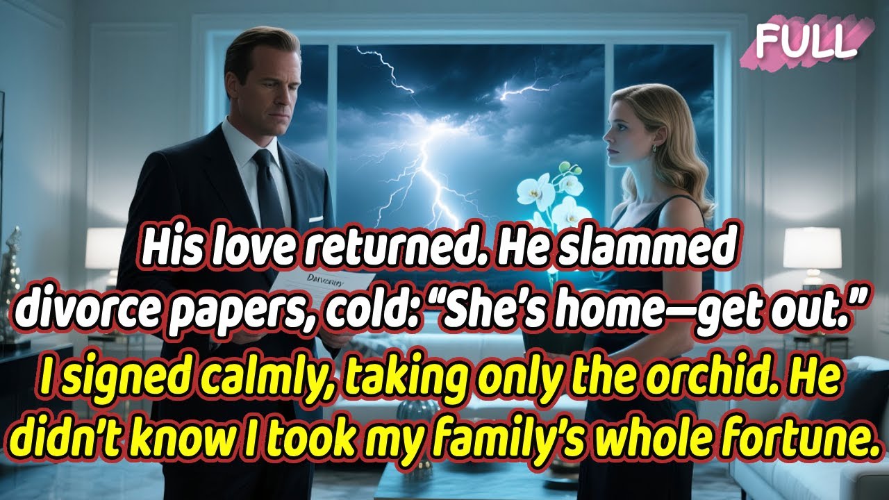 His love returned. He slammed divorce papers, cold: “She’s home—get out.” I took only the orchid...