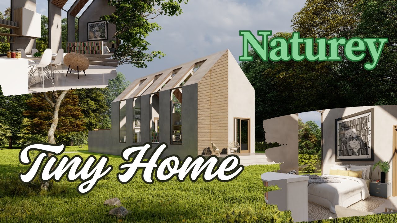 Tiny Triangle Cabin House Design | Rustic Stucco + Wood Facade Tour