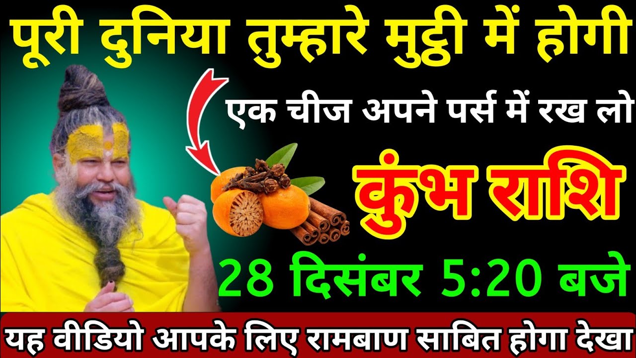 कुंभ राशि 28 दिसंबर 5:20 बजे पूरी दुनिया तुम्हारे मुट्ठी में होगी एक चीज अपने पास में रख लो/Kumbh 