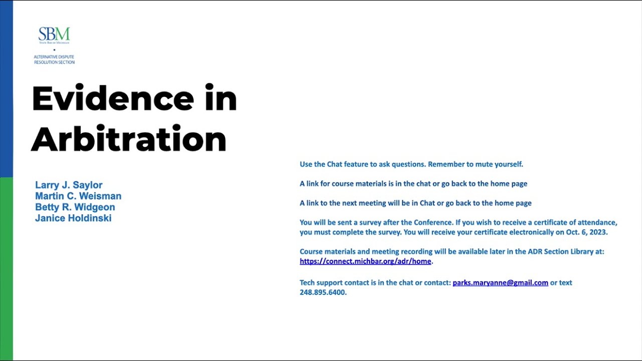 Evidence in Arbitration