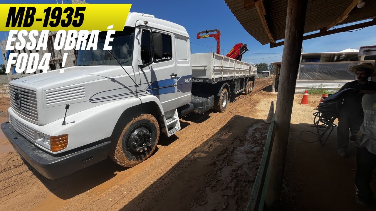 DESCARREGANDO A CARRETA COM O MUNCK E TIVE Q SER PUXADO NA OBRA !! MB-1935 