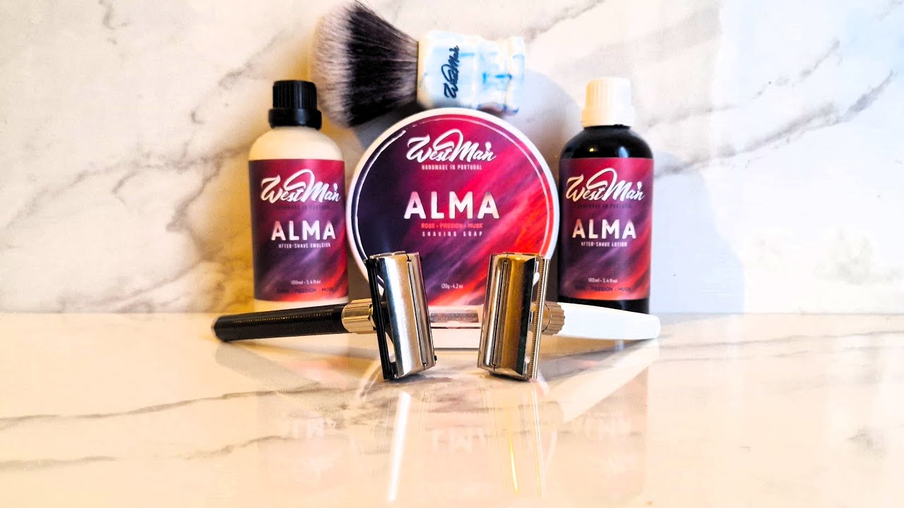 COMPARISON SHAVE Gillette Slim Twist vs Feather Popular, ALMA Set by WestMan.