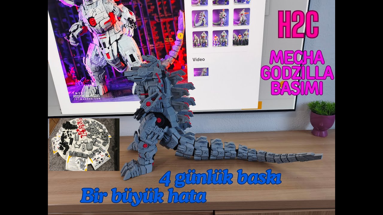Bambu Lab H2C baskı, Mecha godzilla, Atomic Dragon Basımı.