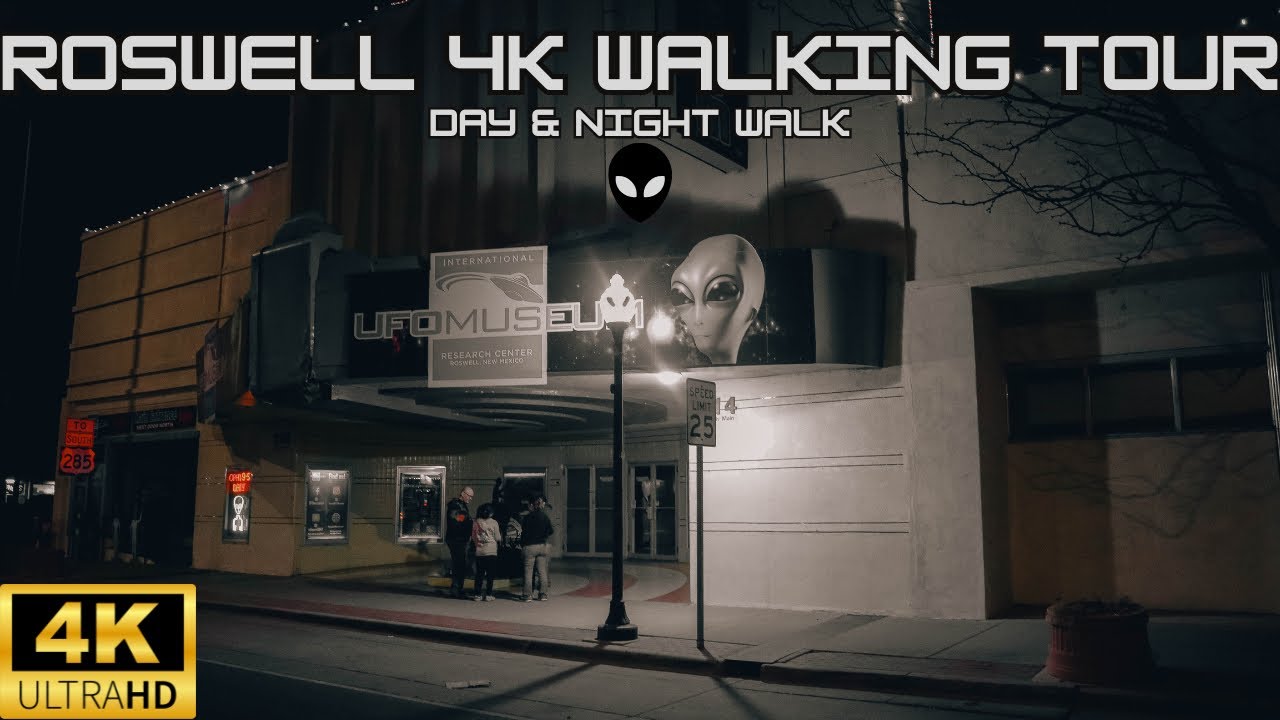 Roswell New Mexico Walking Tour in 4k Day and Night Walk